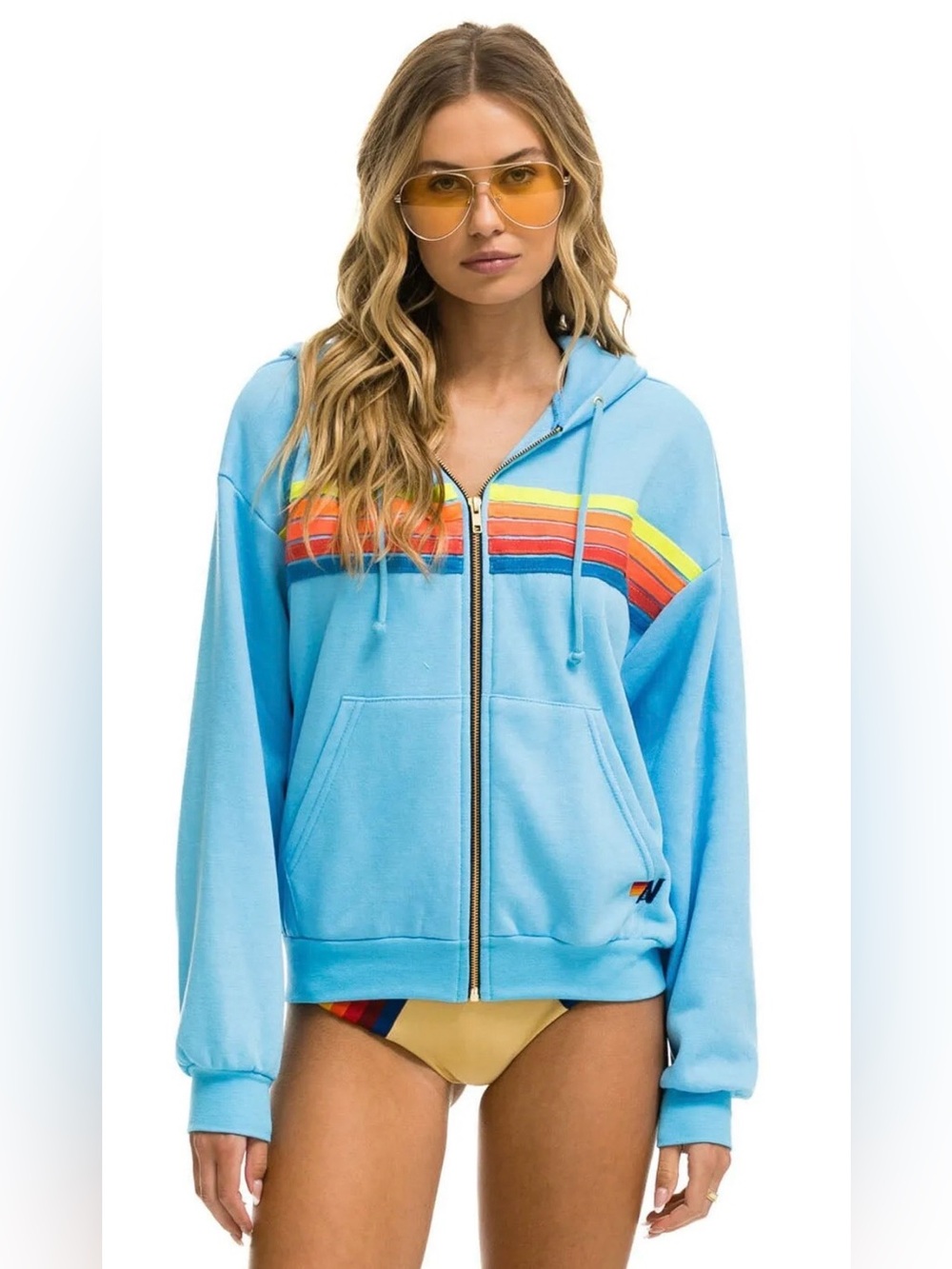 Aviator Nation 5 Stripe Zip Up Hoodie - Picture 6 of 10